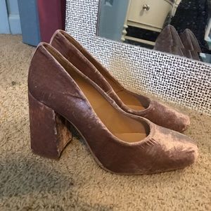 Pink Velvet Heels. Size 8.